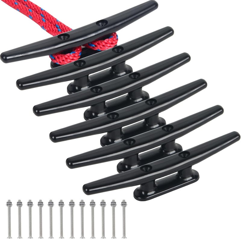 DEDU Nylon Boat Cleat, Dock Cleat 4 Inch 5 Inch 6 Inch 8 Inch Black, Boat Dock Cleats with Bolts Ideal for Marine, Deck, Nautical Decor (4 Pack & 6 Pack) - Image 1